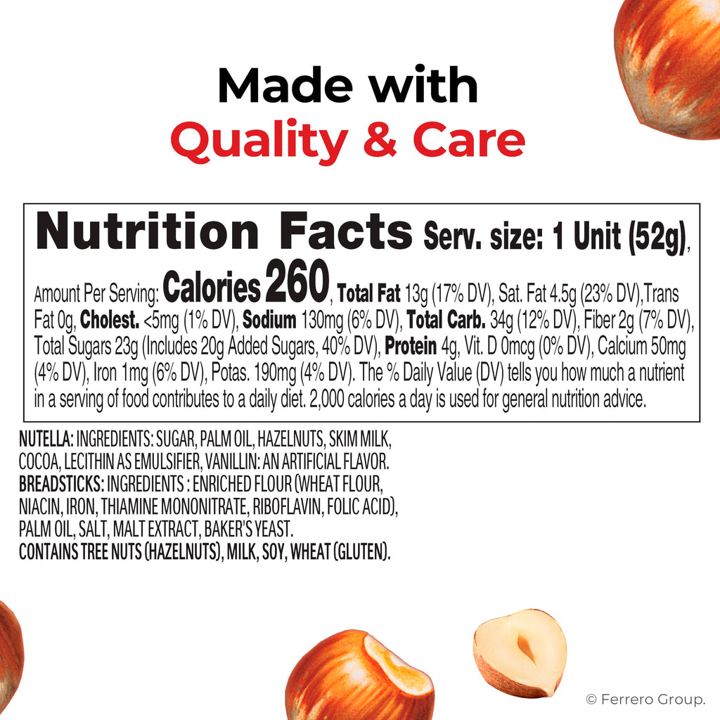 Nutella & Go Kids Snacks for Kids, Hazelnut Spread, 24 Pack, 1.8 oz