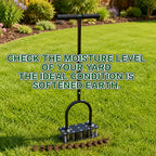 TreVark Lawn Aerator, Automatic Dirt and Leaf Clean Design, Heavy Duty Manual Lawn Aerator Tool with 15 Iron Spikes, Height Adjustable, Yard Grass Aerator for Lawn.