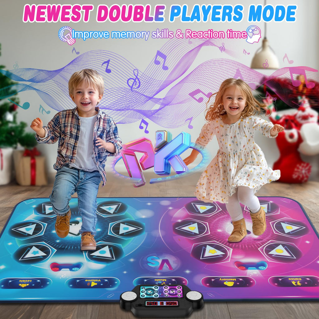Upgraded Extra Large Electronic Dance Mat Toys, Kids Dance Mats for Single/Double Players, Music Dance Pad with LED Light, Dancing Game Toy as Christmas Birthday Gift for Kids Girls Boys 3-12 Year Old