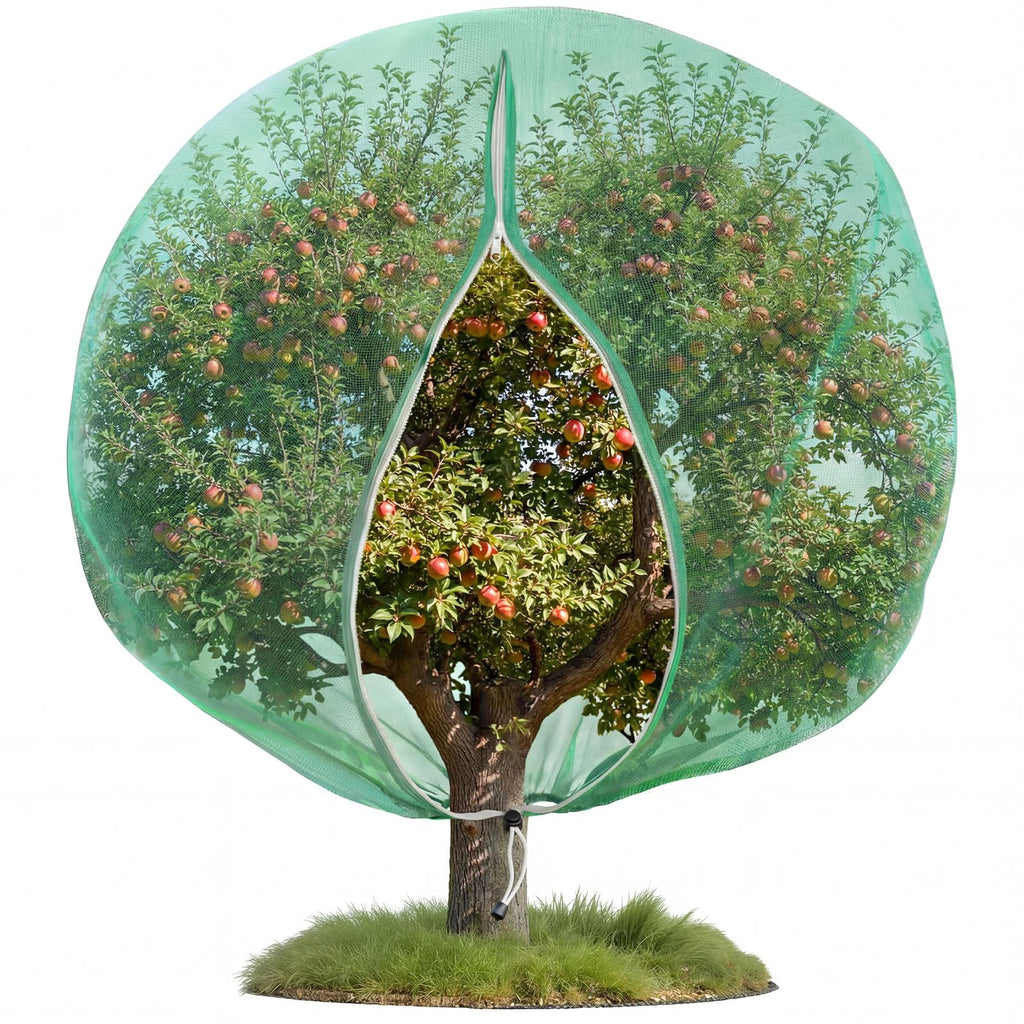 Ribbonlic 20W x 20L Ft Extra Large Fruit Tree Netting Cover with Zipper and Drawstring, Plant Protection Netting Insect Bird Barrier for Garden Cherry Trees Peach, Keep Birds Squirrels Cicadas Out