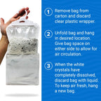 4 Pack Moisture Absorber Hanging Bags, Boat Dehumidifier with Charcoal, Unscented, Removes Dampness and Musty Odors, Ideal for Basement, Closet, Home, Car, RV, and Boating
