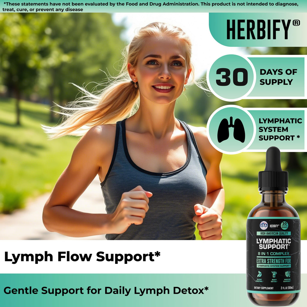 HERBIFY Lymphatic Drainage Drops for Liver Detox & Immune Support - Lymph System Support Drops - Detox Cleanse - 60 Days Supply - 2 Fl Oz Made in USA