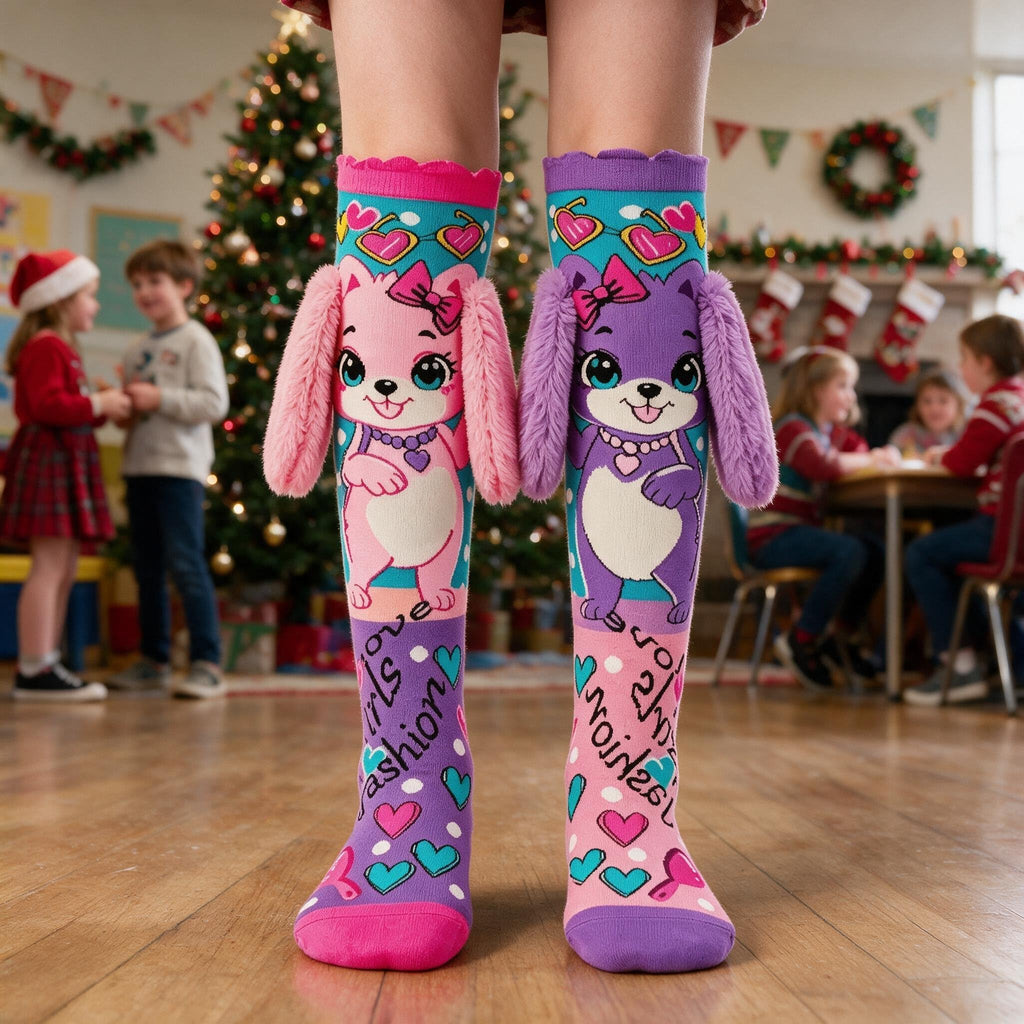 MITUN SEMI Crazy Socks for Kids Girls 3D Silly Wacky Funny Socks Knee High