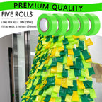 5 Pack Green Flagging Tape, Non-Adhesive Plastic Ribbon Neon Marking Roll