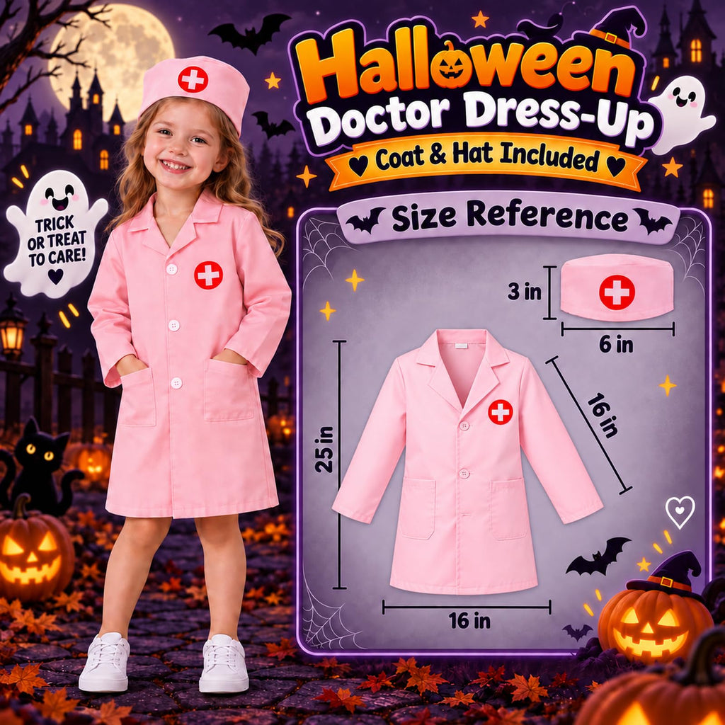 Kids Doctors Play Set Pretend Dress Up Costume for 2+ Year Olds Girls