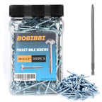 Bobibbi Pocket Hole Screws #8x2-1/2 Zinc, Coarse Thread Wood Screws, Washer Head with Square Drive 300Pcs, 150MM Drive Bit Included