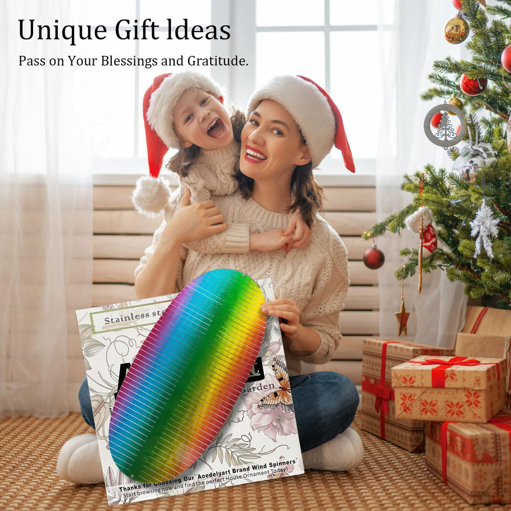 Aoedelyart Wind Spinner Rainbow Wave Wind Spinners for Yard and Garden,15in Hanging Kinetic Yard Art Wind Sculpture,3D Wind Spinners Outdoor & Indoor Rainbow Helix Garden Decor Christmas Ornaments