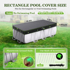 UIRWAY 7x10 FT Rectangular Pool Cover with Reflective Strips, Swimming Pool Covers for Above Ground Pool, Solar Cover Including Rope Tie and Luminous Ground Nails for Rectangular or Oval Pools