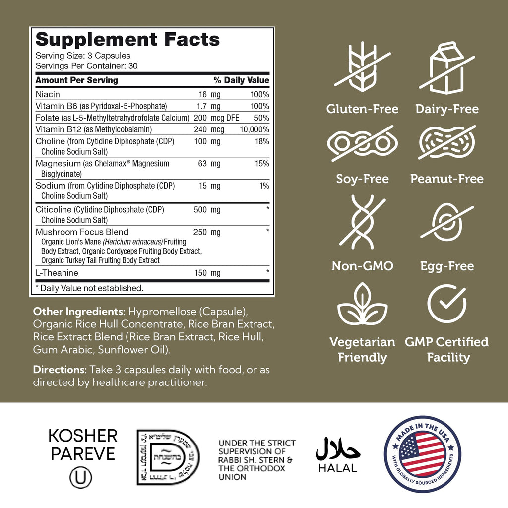 Zahler AdultFocus, Advanced Formula to Support Focus and Concentration, Certified Kosher, 60 Capsules