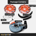 Wohenhao Dust Shroud for Angle Grinder 4.5-5 inch + 2 PCS Diamond Grinding Cup Wheel 5 inch + Replacement Brush, Universal Surface Grinding Shroud Kit for Various Surfaces