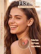 Florideco Silver Earrings Hypoallergenic Cartilage Earring Stacks