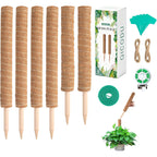 6 Pack Moss Poles for Monstera Plant Support (4x17in + 2x12in, 92in Total) – Stackable Moss Pole for Plants,Ideal Plant Stakes for Indoor Plants, Pothos, and Philodendron Support，with Garden Ties