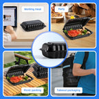 YANGRUI Takeout Containers 9x6 28 oz 50 Pack - Shrink Wrapped No Pre-Wash Mineral-Filled BPA Free PP Plastic | Reusable Heavy Duty Microwave Safe | Restaurant Grade Black Clamshell Food Container