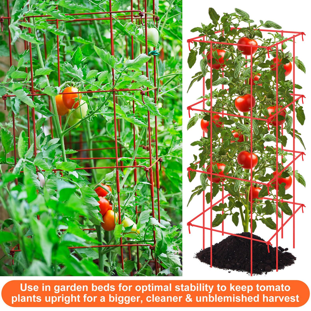 Colingmill 8 Pack Tomato Cages 39 Inch (H) Heavy Duty Square Tomato Cages Powder Coated Steel Plants Support Garden Trellis Stakes for Cucumber, Peas, Vegetables Climbing Plants