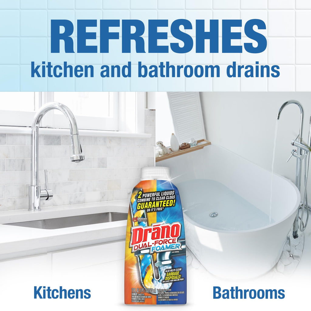 Drano Dual-Force Foamer Clog Remover, 17 oz (Pack of 5)