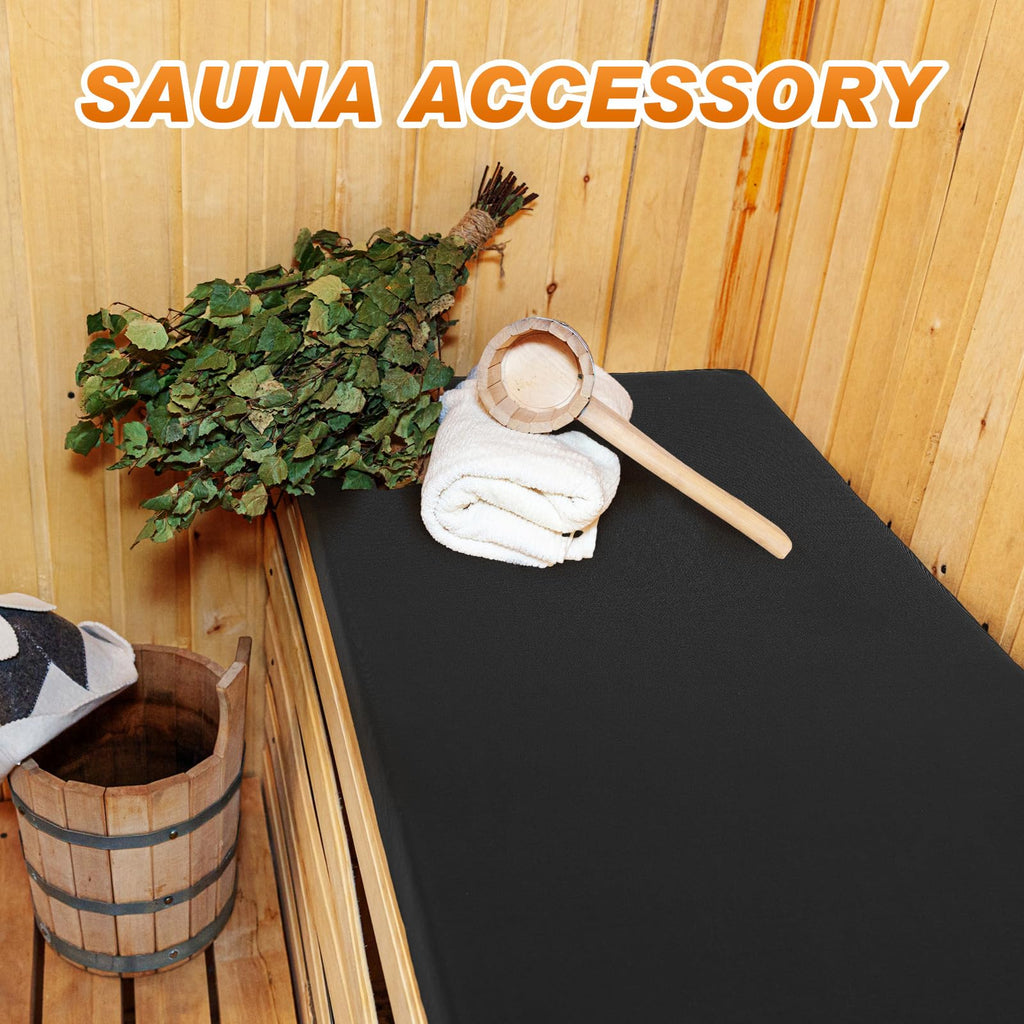 Tudomro Sauna Seat Cushion Mat, Waterproof & Heat Resistant Pad, High-Density Foam Heat Insulation Mat,Infrared Sauna Accessories, Steam Room, Shower Bench and Bathhouse(43 x 16 Inches,Black)