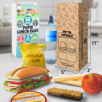 NIL-Tech Paper Bags for Small Business 150 Count (3 Pack) — Disposable Brown Kraft Lunch Bags for Schools, Bakeries & To Go | Games Printed | Food Safe Bulk Paper Bags | 6LB