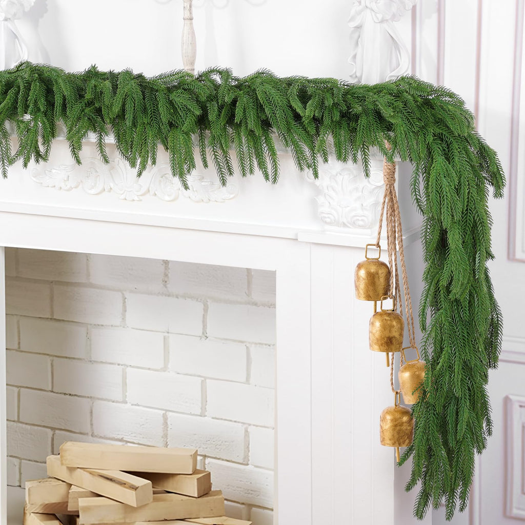 Hananona 2Pcs 6FT Christmas Garlands, Real Touch Norfolk Pine Garland