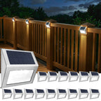 JSOT 16-Pack Solar Deck Lights Outdoor Waterproof, Stainless Steel Cold White LED Fence Lights, Solar Powered Step Lights for Outdoor Stairs, Patio, Railing, Yard, Garden