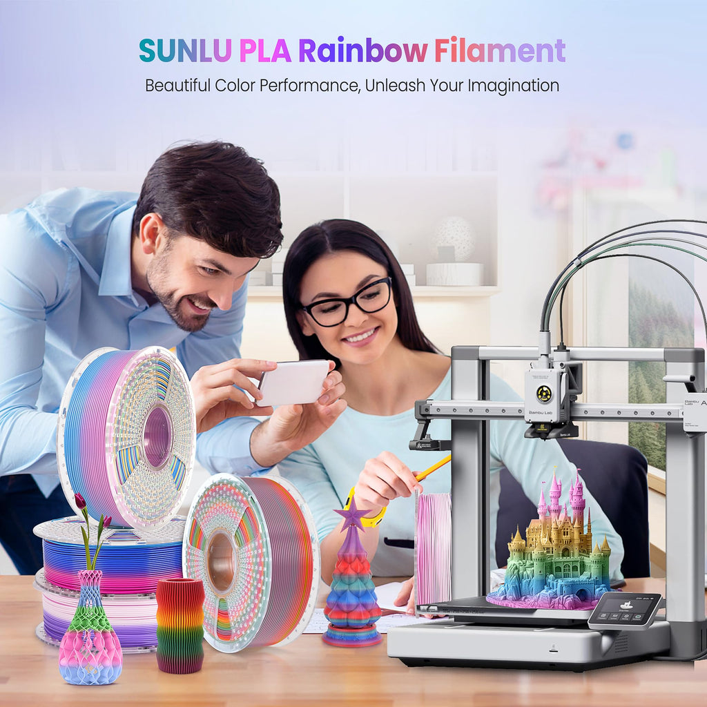 SUNLU 4KG Rainbow PLA Filament Bundle Multicolor, 4kg in Total
