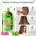 Milva Nettle Shampoo for Oily Hair - 6.7 Fl Oz Natural Oily Hair Shampoo for Greasy Roots & Scalp - Clarifying Degrease Treatment - Control Sebum, Add Volume & Shine - Made in Bulgaria - 200ml