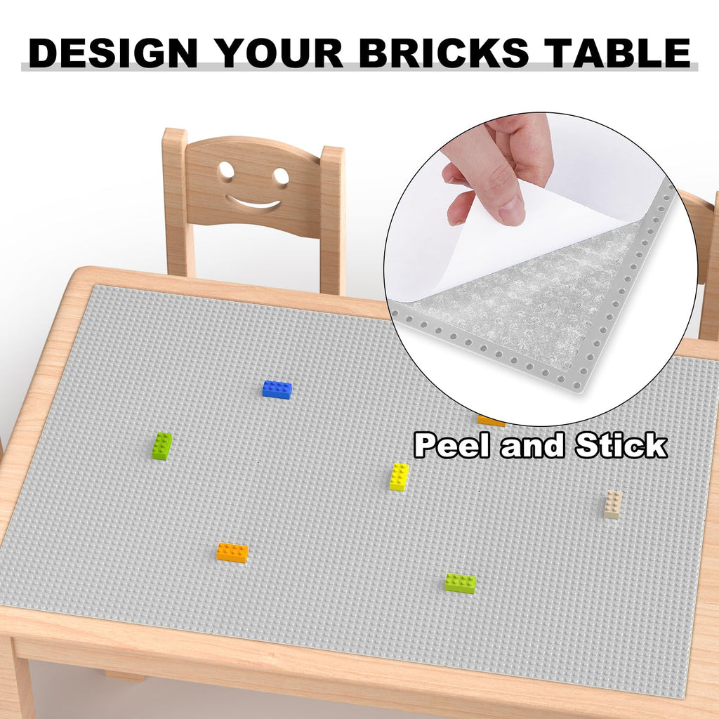 Pokiiulk Classic Baseplates, Peel and Stick Base Plates for Building Bricks, Compatible with Major Brands, Self-Adhersive Base for Bricks 10" x 10", 6 Pack Grey…