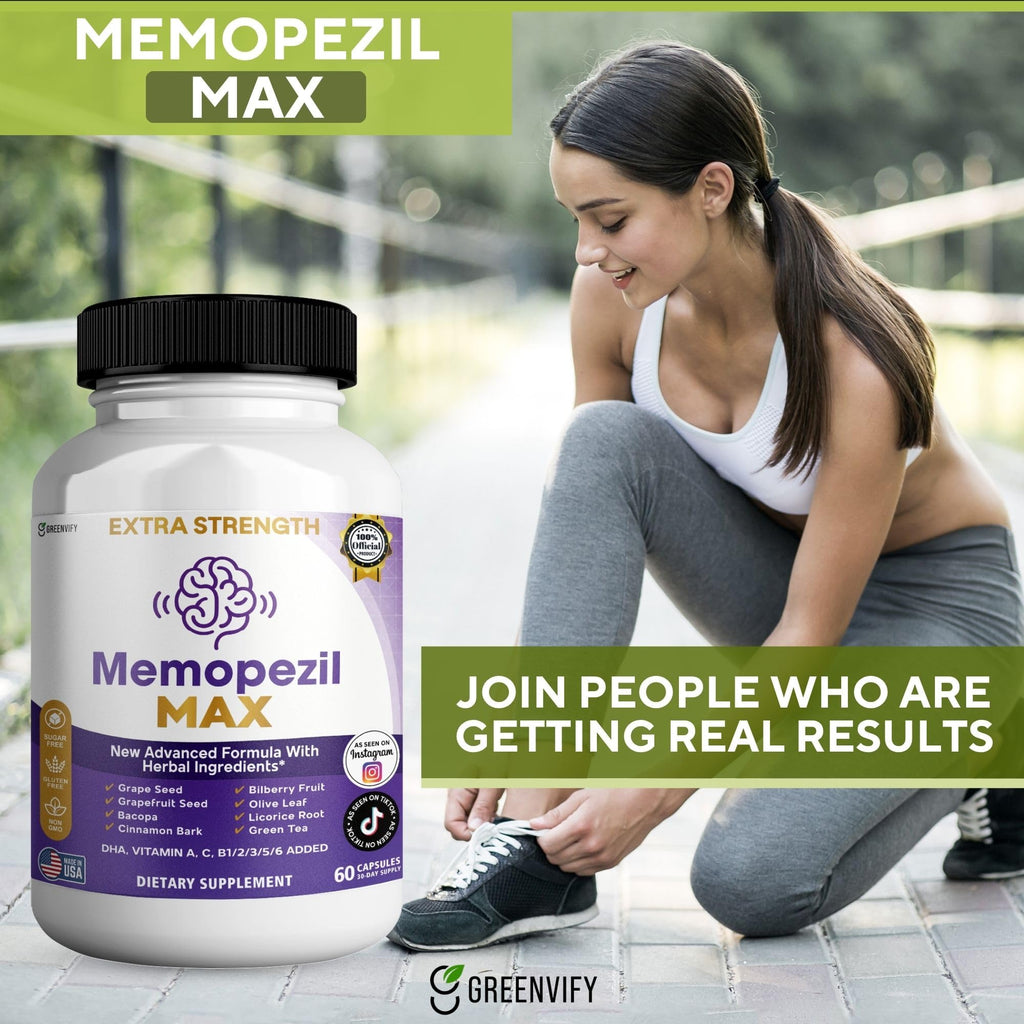 Memopezil MAX Brain Supplement, 60 Capsules, with Bacopa, Green Tea, Grape Seed, DHA (2)