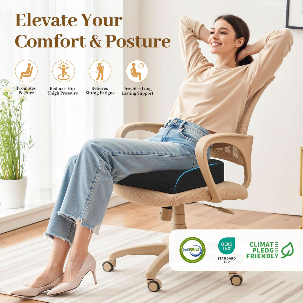 TranquilRelax 3-Inch Memory Foam Seat Cushion for Office Chair, Large