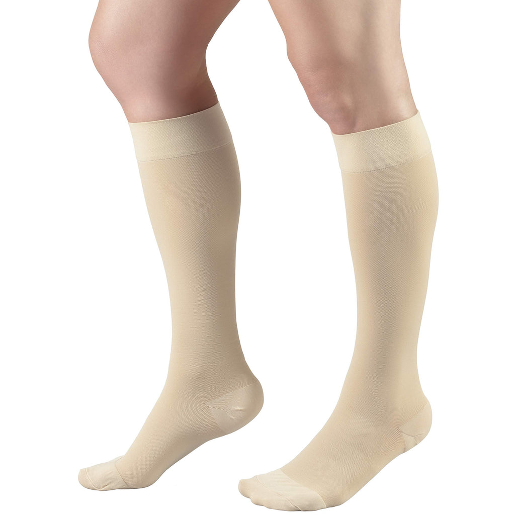 Truform 20-30 mmHg Medical Compression Stockings, Aloe Infused Microfiber, Knee High, Closed Toe, Beige, Medium