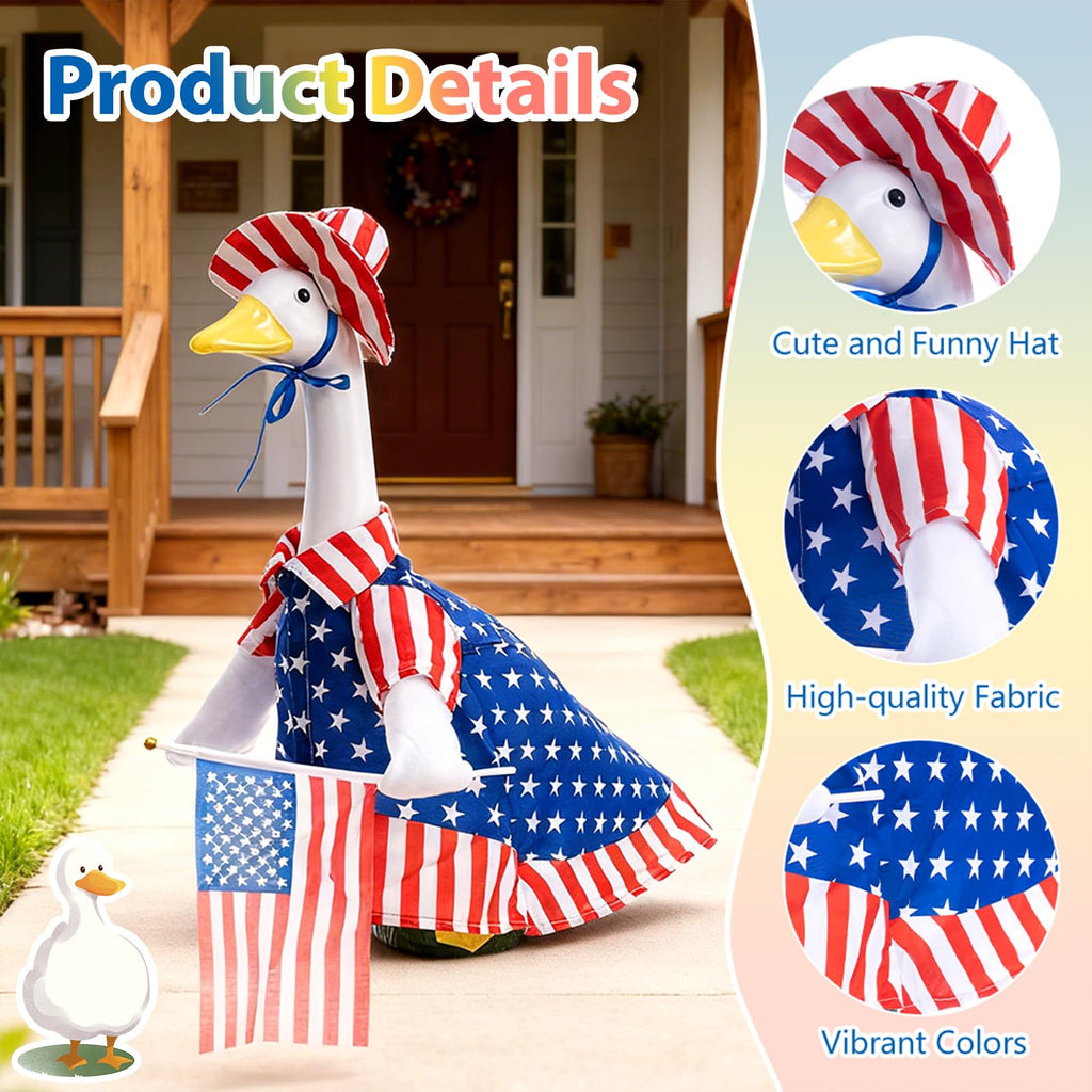 RIYYDEN 9 Set of Holiday Porch Goose Outfits All Seasons Holiday Christmas Birthday Easter Summer Hawaiian 4th of July Fall Lawn Goose Clothing Porch Clothes for Patio Yard Lawn Decor