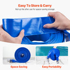 VEVOR Backwash Hose, 2 in x 100 ft, Blue PVC Hose, with Clamps, Camlock, Aluminum Fittings, Fit Various Pumps, for Sewage Treatment, Water Transportation and More Agricultural Purposes