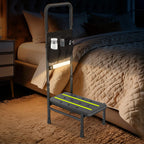 Upgraded Step Stool with Handle for Elderly Adults, Sturdy Bedside Step Stool for High Beds, Handle Step Stools with Sensor Light & Storage Bag,Heavy Duty 650lbs Bed Steps with Adjustable Handle & Leg