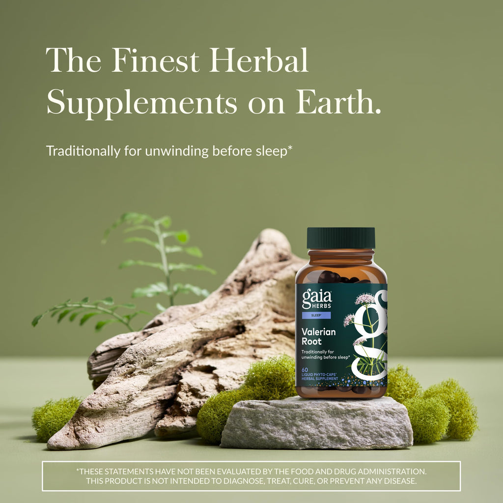 Gaia Herbs Valerian Root - Support for Calm & Relaxation to Prepare for Sleep* - with Valerian Root Extract - 60 Vegan Liquid Phyto-Caps (30 Servings)