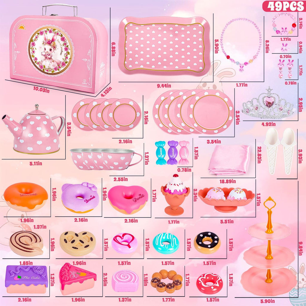 Hohosunlar Tea Party Set for Little Girls, Kids Tea Set for Toddler 3-5 6-8