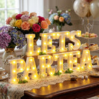 Honoson 10 Pcs Tea Party Birthday Decorations Lets Par Tea Lights Sign Decor Neon LED Lights Table Decoration for Birthday Girl Baby Shower Party Home Indoor Decor