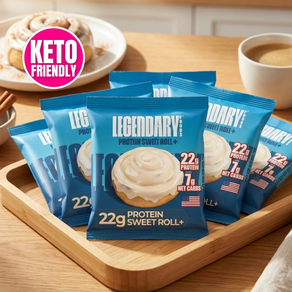 Legendary Foods Cinnamon Roll 22g Protein Bars – Gluten-Free, Low Carb Meal Option – Sweet Zero Sugar Snack, Keto-Friendly – 10-Pack High Protein Pre- or Post-Workout Nutrition Bars