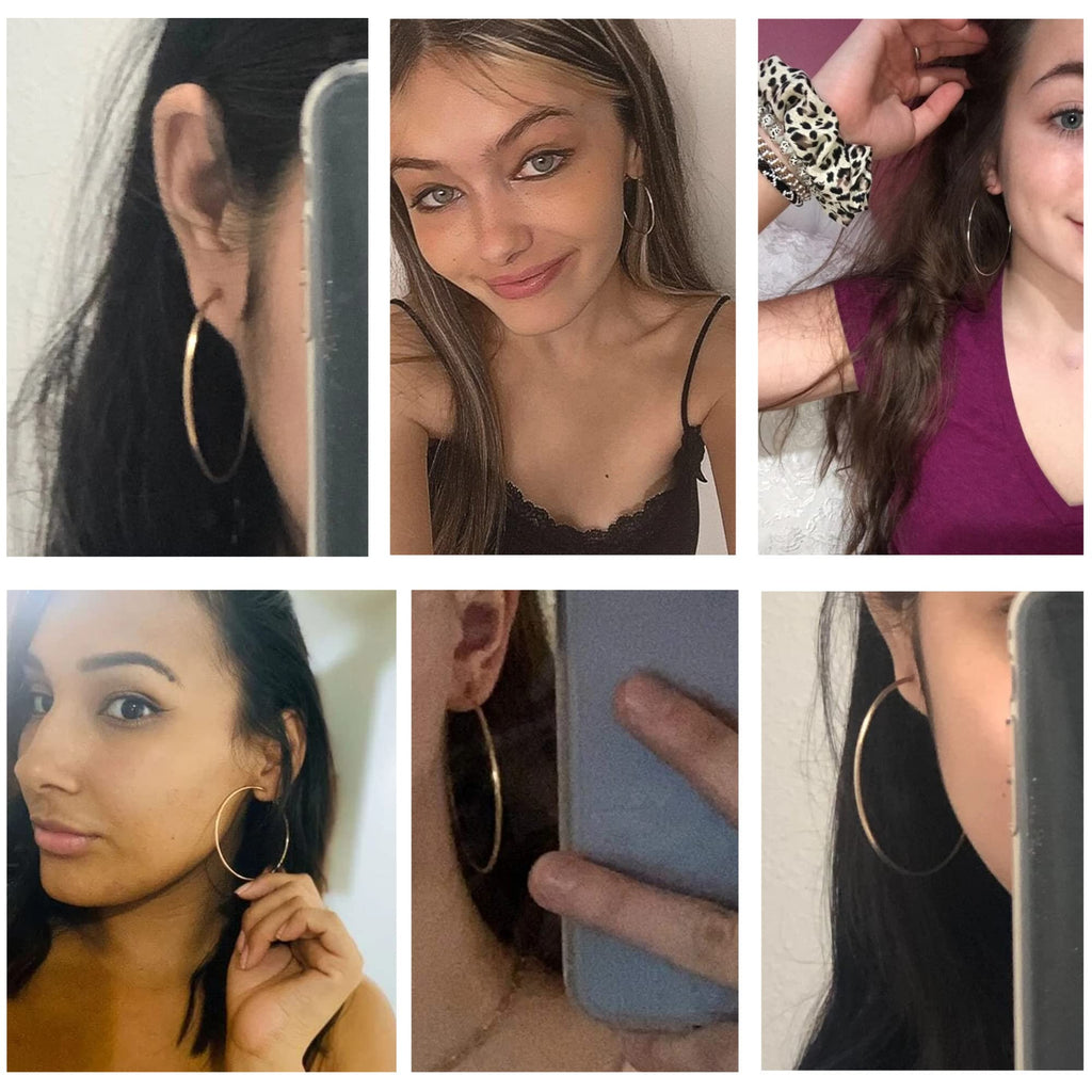 6 Pairs Clip On Hoop Earrings for Women Fake Spring Hoop Earrings, Gold