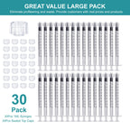 30Pack 1ml Luer Lock Syringe Without Needle - 1cc Plastic Syringes Individually Sterile Sealed with Tip Caps, No Needles ( 30Pack 1 ml )