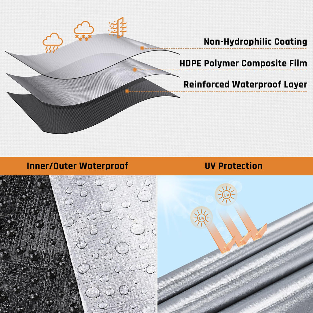 12x20FT Waterproof Tarp, Yumatum 16 Mil Heavy Duty Tarps with Reinforced Edges/Brass Grommets, 100% UV Blocking/Tear Resistant Poly Tarp for Camping, Patio, Tent, Boat(Silver/Black)