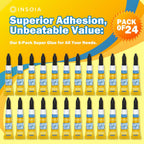 INSOIA Super Glue Liquid Clear, 24 x 3g, All Purpose Single-Use