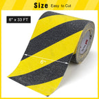 S&X Black/Yellow Anti Slip Tape, 6" x 33 FT, Heavy-Duty Grip Tape for Stairs Outdoor Waterproof Safety Non Skid Roll High Traction Non Slip Treads with Hard-Wearing Surface