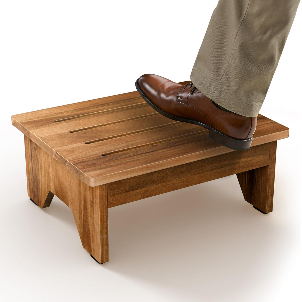 TINAMO 6.5” Acacia Wood Step Stool, Small Step Stool - 500LBS Weight Capacity Bed Steps for High Beds for Adults - Wood Step Stool, Wooden Stools for Outdoor - for All Ages, No Assembly Required