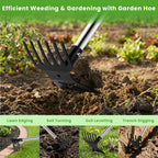 2 in 1 Garden Hoe for Weeding and Cultivator Rake with 57" Long Handle