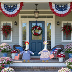 Hoemwarm 2 Set 4th of July Porch Goose Outfits 23" Patriotic Cement American Flag and Star Goose Clothes Costume Independence Day for Outdoor Patio Yard Decoration