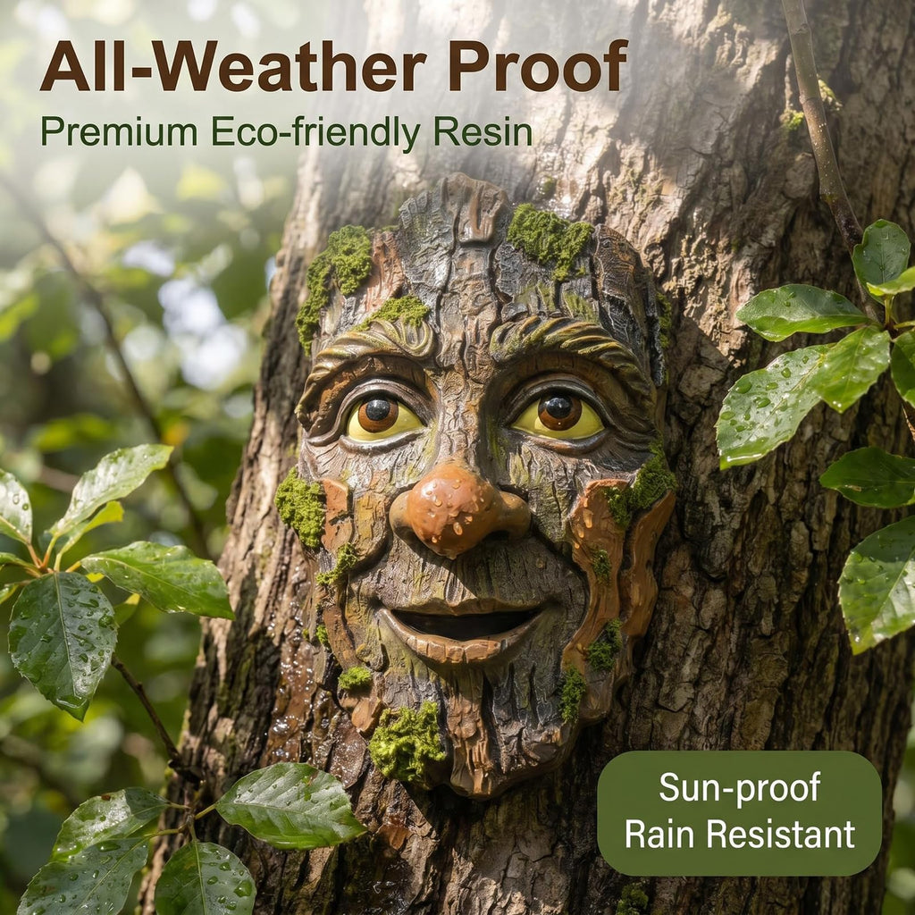 FmnyYaid Whimsical Tree Face Outdoor Statues Garden Decoration, Old Man Resin Statue Outdoor Tree Hugger for Yard Art, Trees Decorations Outdoor Wallmounted Statue