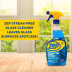 Zep Streak-Free Glass Cleaner - 32 Oz (Case of 12) ZU112032- Professional Grade Formula that Cleans Dirt, Fingerprints, Grime, Smoke Haze, and Toothpaste on Windows, Mirrors, and Other Glass Surfaces