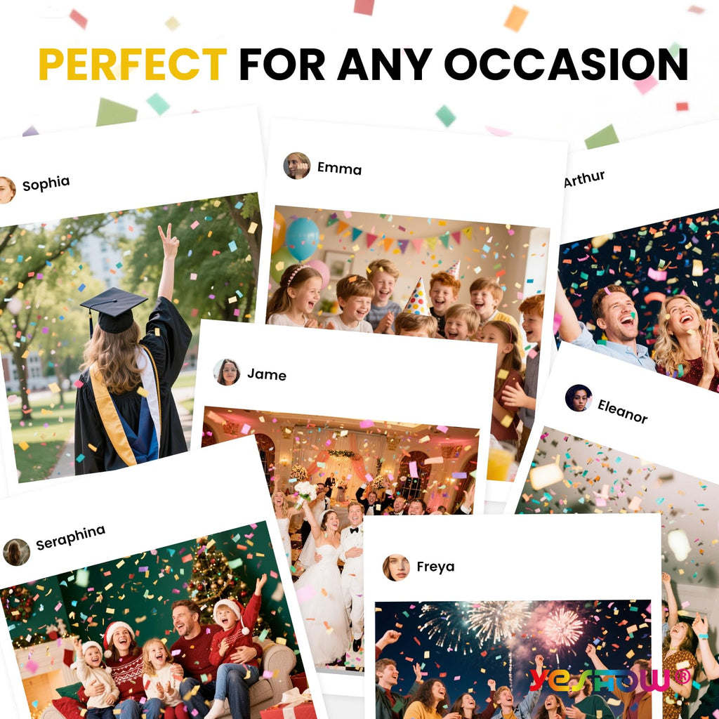 Confetti Cannon Poppers, YESHOW Bidegradable Multicolor Paper, 6 Pack