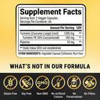 NuVitality Turmeric Curcumin Supplement with Black Pepper Extract (BioPerine) - 95% Curcuminoids for Joint & Inflammation Support - Enhanced Absorption Vegan Turmeric Supplement - 120 Capsules