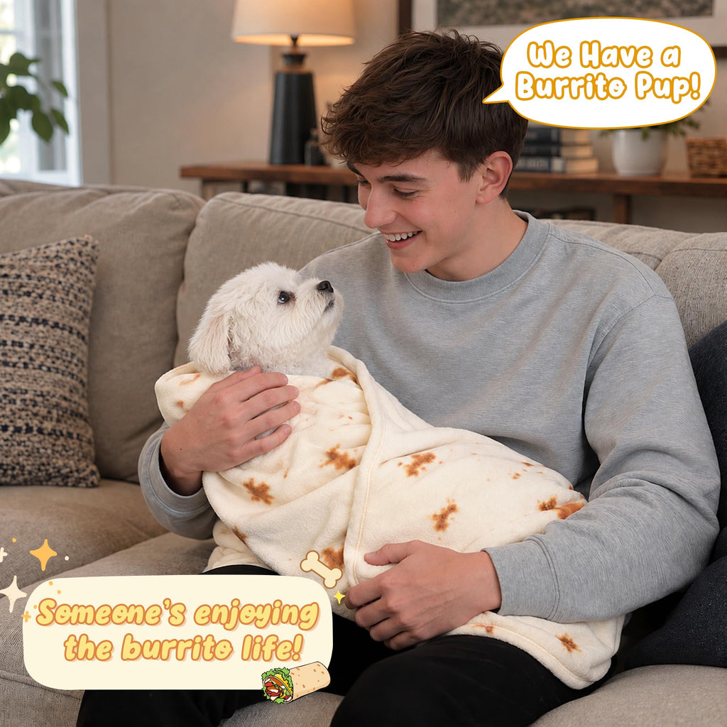 LetsFunny Burrito Tortilla Throw Blanket, Funny Realistic Food Blanket,47in