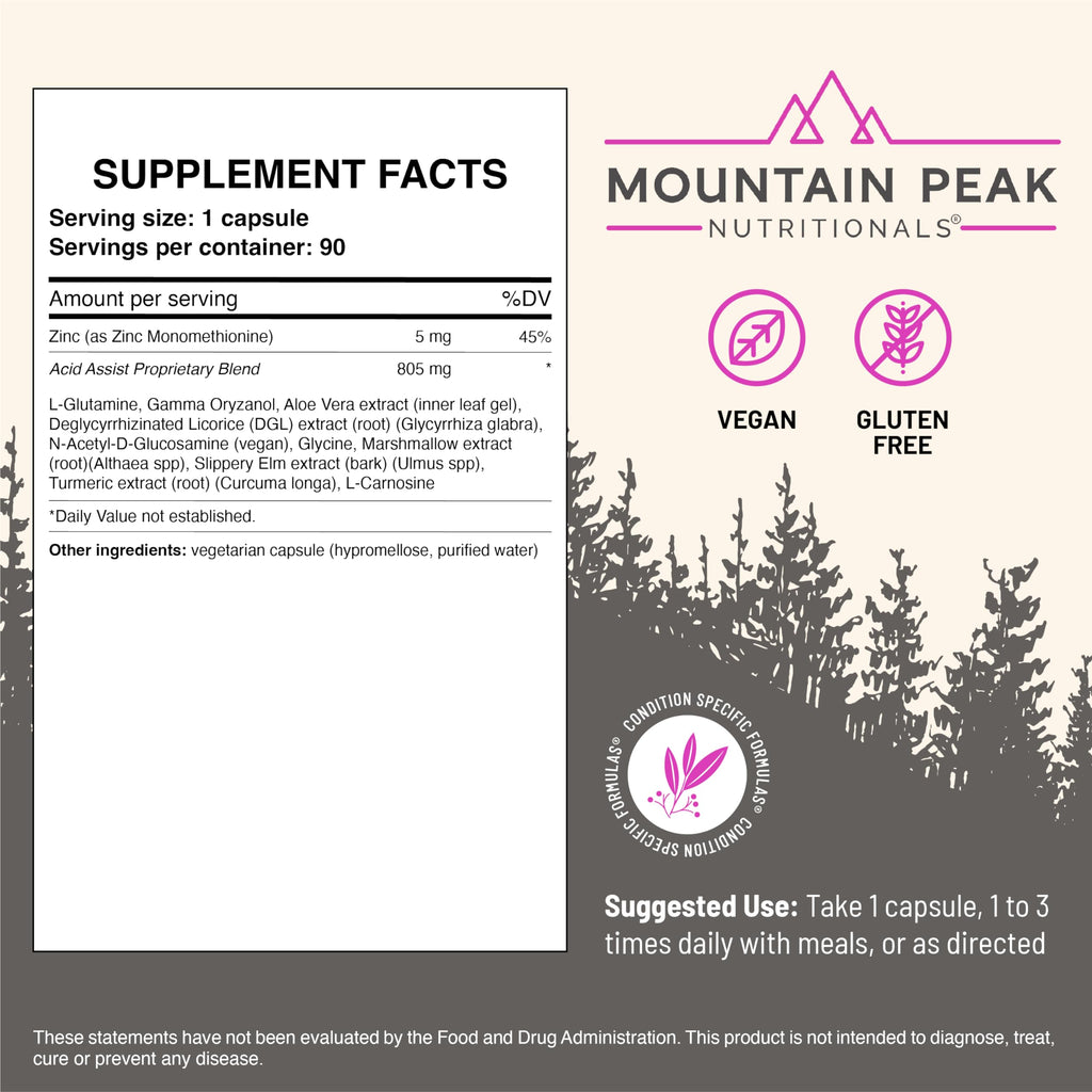 Mountain Peak Nutritionals Acid Assist Formula Heartburn Relief 90ct